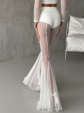 Hollow Out See Through Mesh Flare Pants SHD-9559