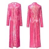 Plus Size Sequin-Embroidered See Through Cardigan Coats GMMD-8088