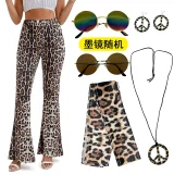Color-blocked Printed Flared Pants + Headscarf GMMD-24666