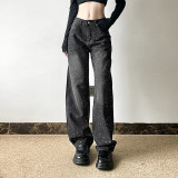 Gradient Color Hot Drill Straight Jeans GZCF-67533