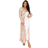 Plus Size Sequin-Embroidered See Through Cardigan Coats GMMD-8088