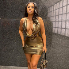 Sleeveless Halterneck Backless Mini Dress GPKJ-MR26552