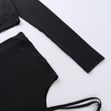 Solid Color Knits Long Sleeve Bandage Skirt Suit SUM-XY23461G1