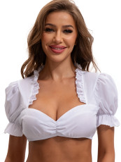 Solid Color Short Sleeve Crop Shirt GMMD-8116