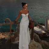 Solid Color Wrap Chest Hollow Out Maxi Dress SUM-YJ24627PFO