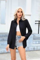 Long Sleeve Solid Color Nightgown Chiffon Shirt JXMX-930