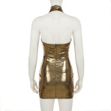 Sleeveless Halterneck Backless Mini Dress GPKJ-MR26552