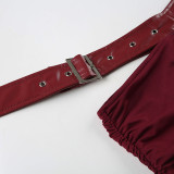 Solid Color Leather Wrap Chest Skirt Suit GPKJ-MR26438/26437