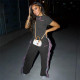 O Neck Embroidered T-Shirt with Fringe Wide-Leg Pants Set GSLF-K23S40781