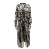 Plus Size Sequin-Embroidered See Through Cardigan Coats GMMD-8088