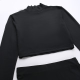 Solid Color Knits Long Sleeve Bandage Skirt Suit SUM-XY23461G1