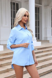 Long Sleeve Solid Color Nightgown Chiffon Shirt JXMX-930