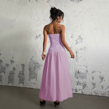 Solid Color Wrap Chest Hollow Out Maxi Dress SUM-YJ24627PFO