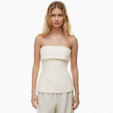 Solid Color Wrap Chest Tops GSZM-D24TP162