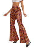 Color-blocked Printed Flared Pants + Headscarf GMMD-24666