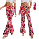 Color-blocked Printed Flared Pants + Headscarf GMMD-24666
