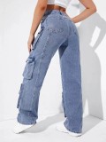 Multi-pockets Washed Straight Jeans GZCF-3015