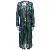 Plus Size Sequin-Embroidered See Through Cardigan Coats GMMD-8088