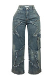 Star Tassel Loose Straight Jeans GZCF-30057