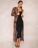 Plus Size Sequin-Embroidered See Through Cardigan Coats GMMD-8088