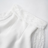 One Shoulder Lace Long Sleeve Mini Dress GSZM-H24DS289
