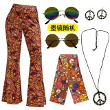 Color-blocked Printed Flared Pants + Headscarf GMMD-24666