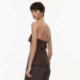 Solid Color Wrap Chest Tops GSZM-D24TP162