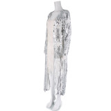 Plus Size Sequin-Embroidered See Through Cardigan Coats GMMD-8088