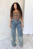 Star Tassel Loose Straight Jeans GZCF-30057