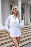 Long Sleeve Solid Color Nightgown Chiffon Shirt JXMX-930