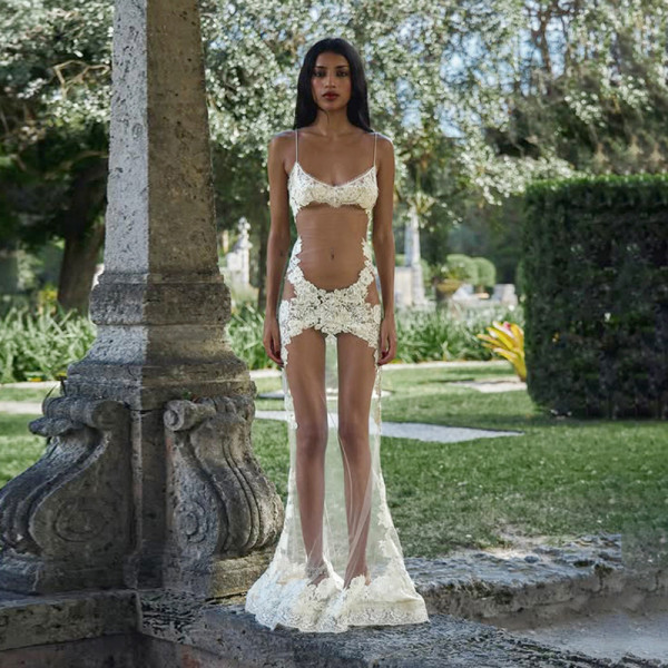 Lace See Through Sexy Maxi Dress GPKJ-MRWBD30913