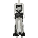 Lace See Through Sexy Maxi Dress GPKJ-MRWBD30913