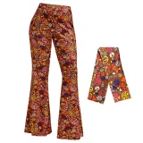 Color-blocked Printed Flared Pants + Headscarf GMMD-24666