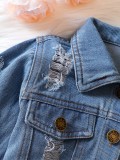 Kids Girls Long Sleeve Lapel Denim Coats YKTZ-216