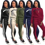 Plus Sizei Fashion Long Sleeve Sport Two Piece Pants Set ONY-6040