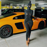 Long Sleeve Backless Sport Jumpsuit/(With Hood) LJSF-P0C4014