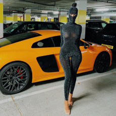 Long Sleeve Backless Sport Jumpsuit/(With Hood) LJSF-P0C4014