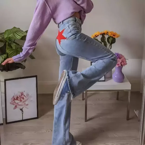 Fashion Contrast Color Micro Flare Jeans GSYI-6002