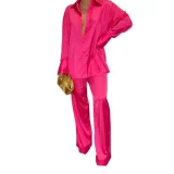 Solid Color Long Sleeve Shirt Pants Suit FYWF-YW0613