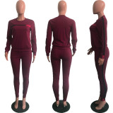 Plus Sizei Fashion Long Sleeve Sport Two Piece Pants Set ONY-6040