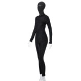 Long Sleeve Backless Sport Jumpsuit/(With Hood) LJSF-P0C4014