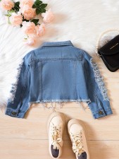 Kids Girls Long Sleeve Lapel Denim Coats YKTZ-216