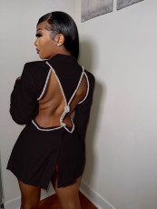 Backless Long Sleeve Blazer Coats FYWF-YW0638