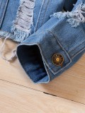 Kids Girls Long Sleeve Lapel Denim Coats YKTZ-216