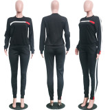 Plus Sizei Fashion Long Sleeve Sport Two Piece Pants Set ONY-6040