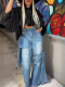 Fashion Patchwork Bow Wide Leg Jeans GSYI-S88081