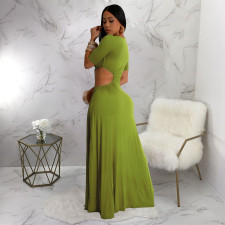 Solid Color Irregular Maxi Dress YF-10805