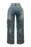 Fashion Tassel Loose Washed Jeans GSYI-30057