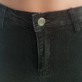 Plus Size Fashion Holes Tassel Tight Jeans ONY-3658
