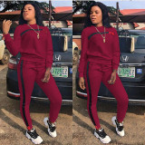 Plus Sizei Fashion Long Sleeve Sport Two Piece Pants Set ONY-6040